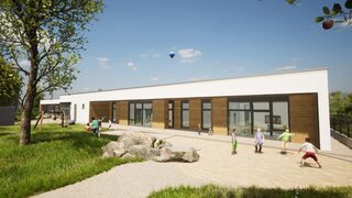Ansicht der geplanten Kindertagesstätte gemäß Planung des beauftragten Planungsbüros.