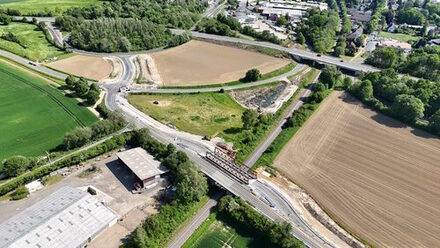 Luftbild des Baustellenbereichs.