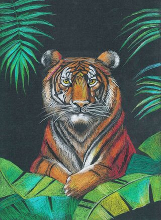 So ein Tigerbild könnte beim Malkurs „Großer Tiger“ entstehen.
